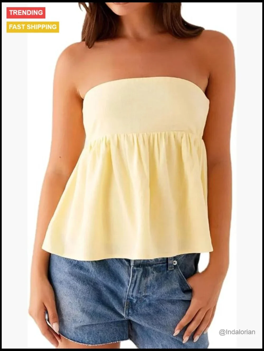 Y2K Flared Hem Peplum Bandeau Tube Top Strapless Going Out Top - Picture 1 of 7